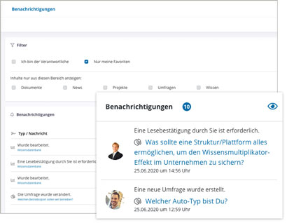 Wissensdatenbank Software Modul Benachrichtigungen