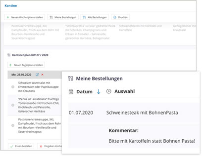 Wissensdatenbank Software Modul Kantinenplan