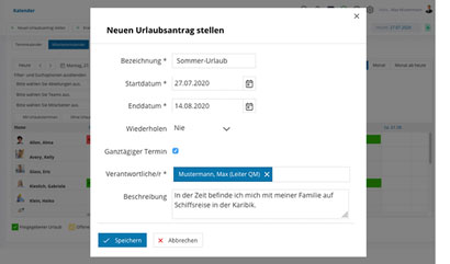 Intranet Software Mitarbeiterkalender Urlaubsantraege