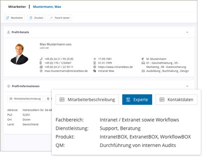 Wissensdatenbank Software Module Mitarbeiter